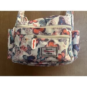 Nanjiren London Crossbody Bag Butterfly and Floral Print Pockets CUTE!